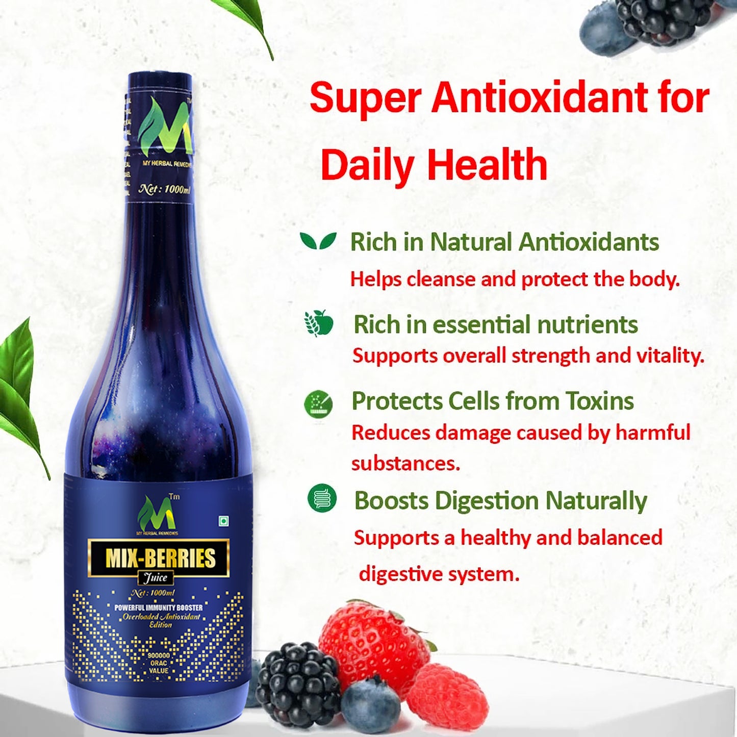 Sea Buckthorn & Mix-Berries Healthy Juice Combo Immunity Booster Pack of 2 (2 x 1000 ml)