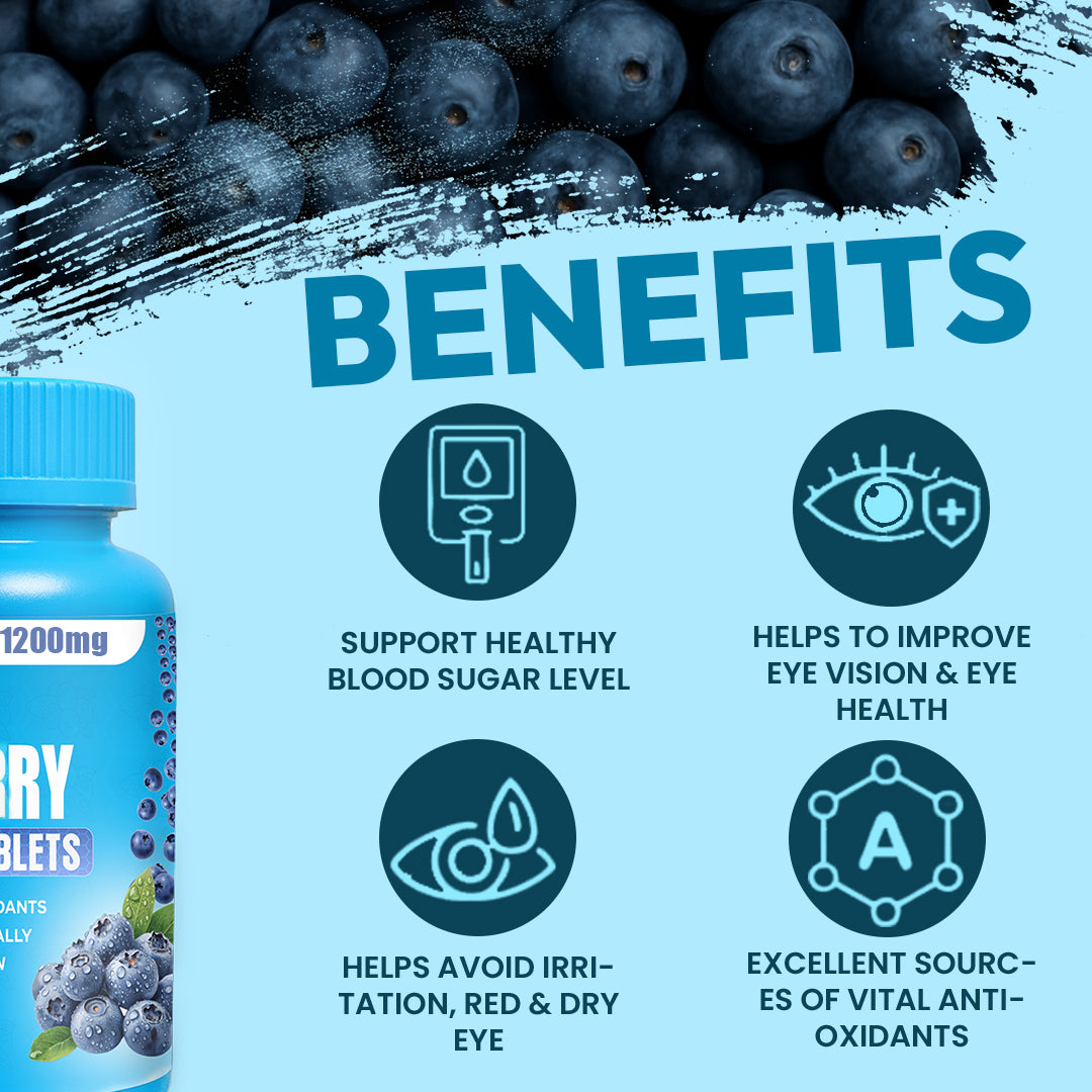 My Herbal Remedies Blueberry Chewable Tablets | 500mg Antioxidant Supplement | Boosts Immunity, Eye Health & Skin Glow | 60 Tablets