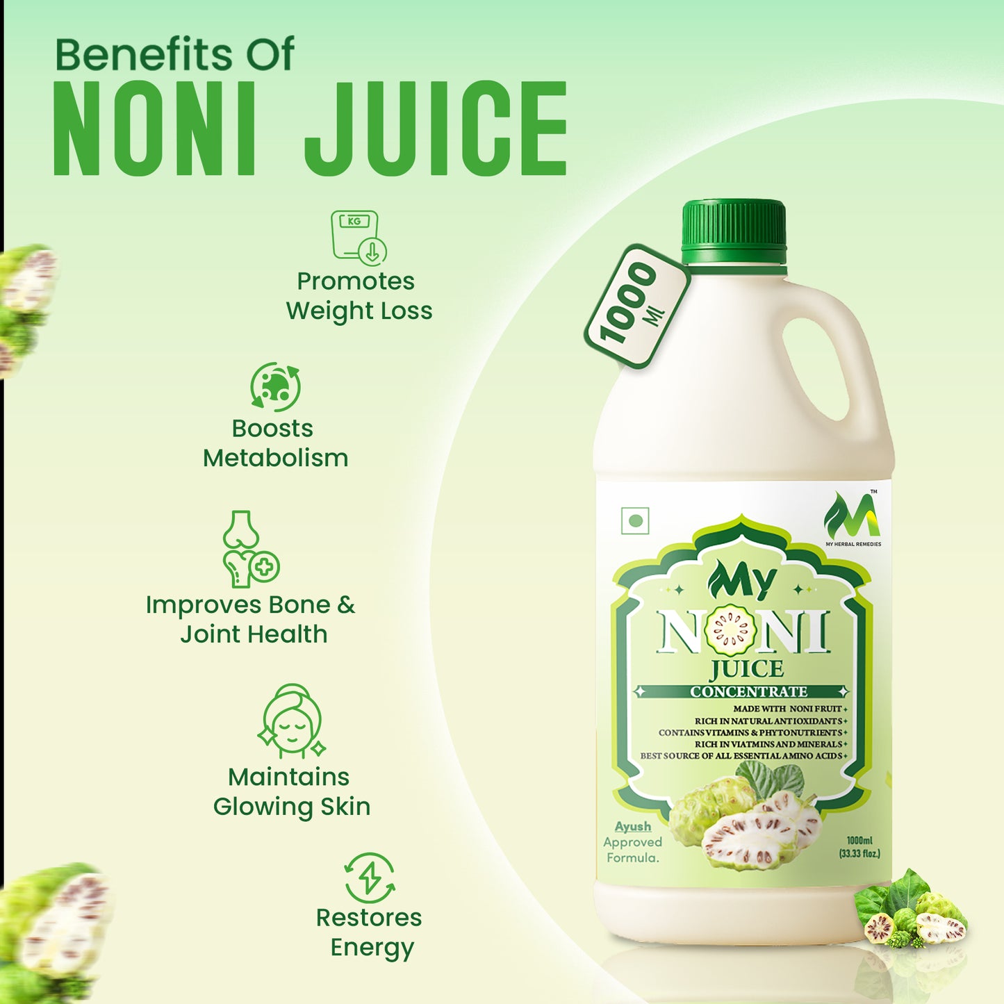 Noni & Sea Buckthorn Juice Super Healthy Combo 1000ml + 1000ml Free Total 2000ml (2 x 1000 ml)