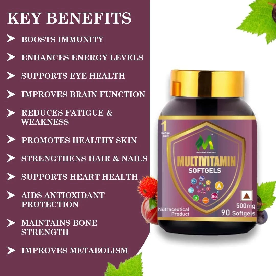 Multivitamin Softgels 90 softgels multivitamin For Men & Women Vitamins, Minerals