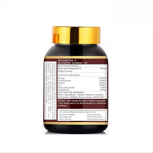 My Herbal Remedies Black Seed Oil Softgels 500mg – Hair & Health Support, 90 Capsules