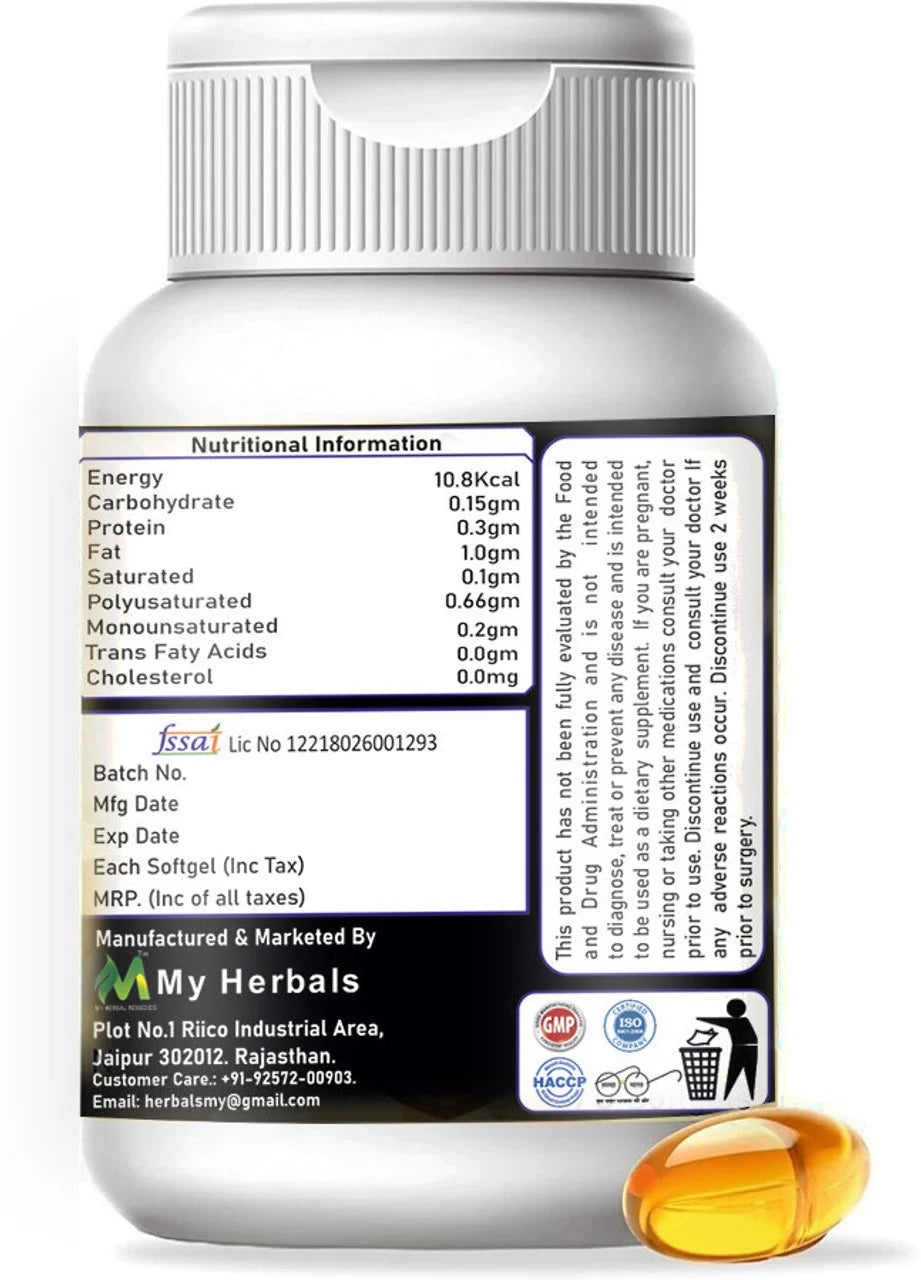 My Herbal Remedies Flax Oil Softgels 500mg - 90 Capsules