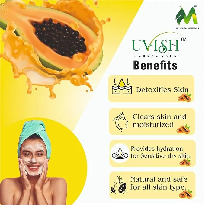 HANDMADE GLYCRIN PAPAYA SOAP 100GM (PACK OF 4) Natural skincare