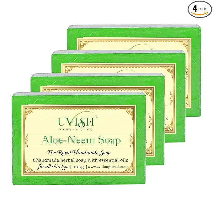 Aloe Vera & Neem Handmade Soap For All Skin Types For Men & Women (Pack of 4) All skin types
