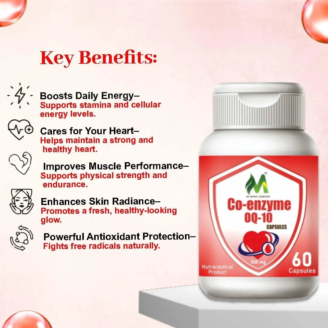 My Herbal Remedies CoQ10 Capsules- 500mg, 60 veg capsule Support Heart