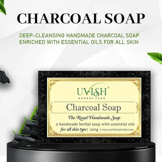 Handmade Soap - Charcoal (4x100g) For Men and Women Suitable for Normal to Oily Skin