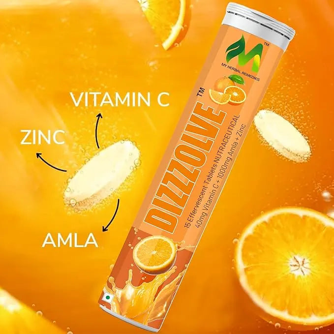 Vitamin C + Zinc, 15 Effervescent Tablets (15 x 4) Orange Flavour 1000mg
