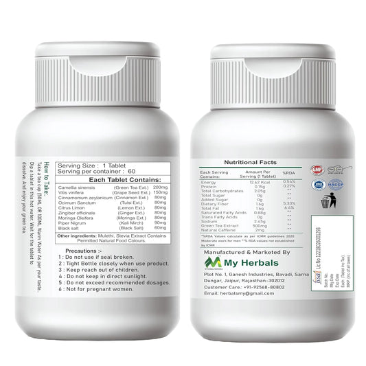 Green Tea Effervescent Tablets 1000 mg 60 Tablets Lemon Flavor