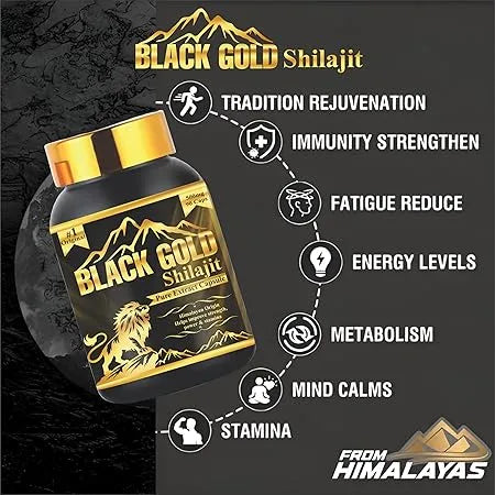 Black Gold Shilajit Capsules Supports Strength, Energy & Stamina 90 Veg Capsules