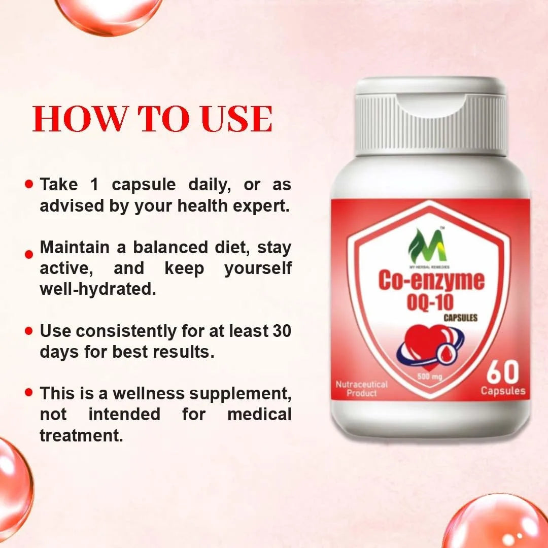 My Herbal Remedies CoQ10 Capsules- 500mg, 60 veg capsule Support Heart