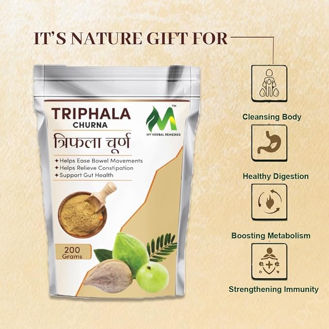 My Herbal Remedies Triphala Powder | Traditional Herbal Blend | Ideal for Daily Use | Finely Ground for Versatile Usage | Naturally Sourced Ingredients - 200Gm (Pack of 1)