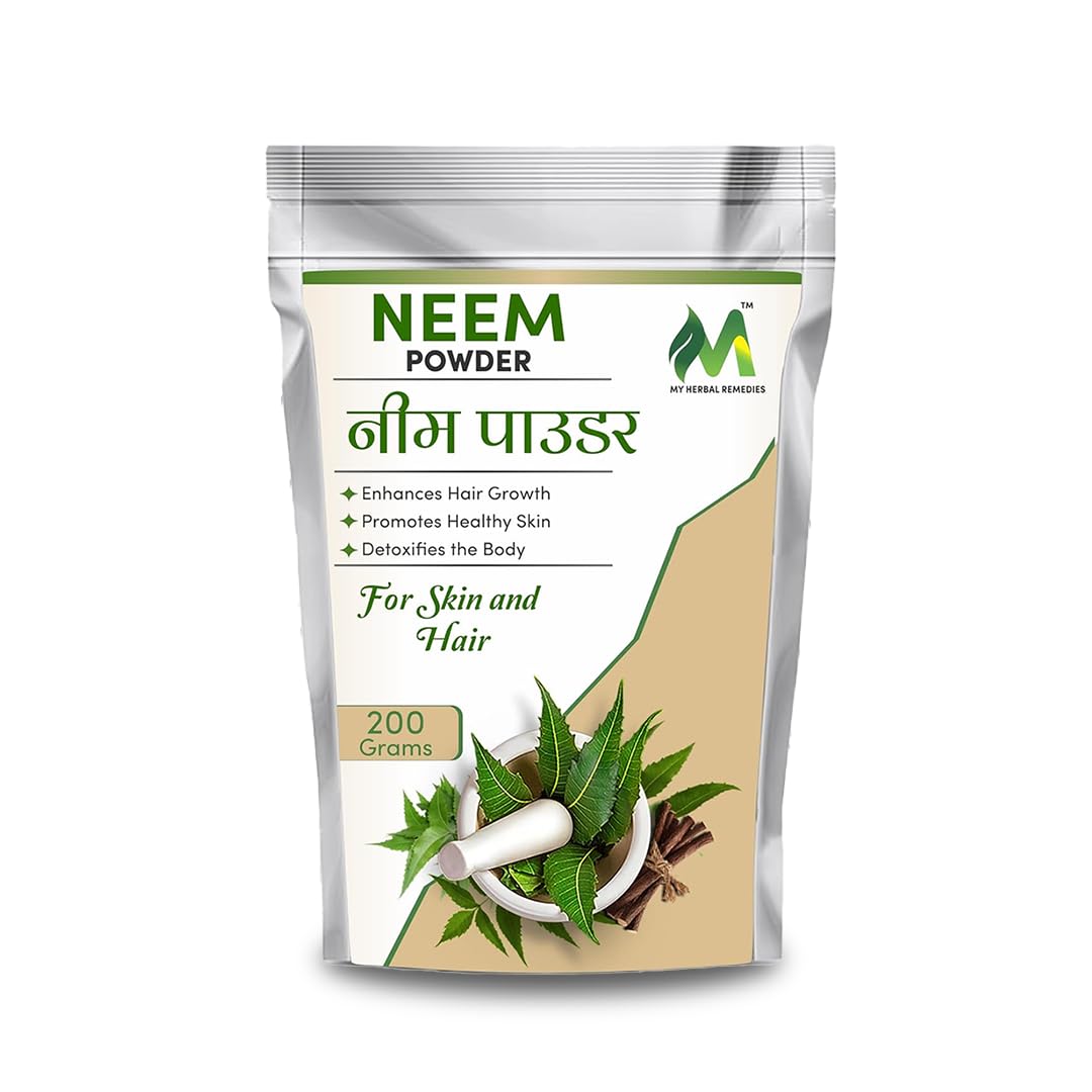 My Herbal Remedies Neem Powder | Finely Ground & Versatile | Ideal for Skin Care, Hair Health, and Detox | Naturally Sourced Ingredient for Daily Use - 200Gm (Pack of 1)