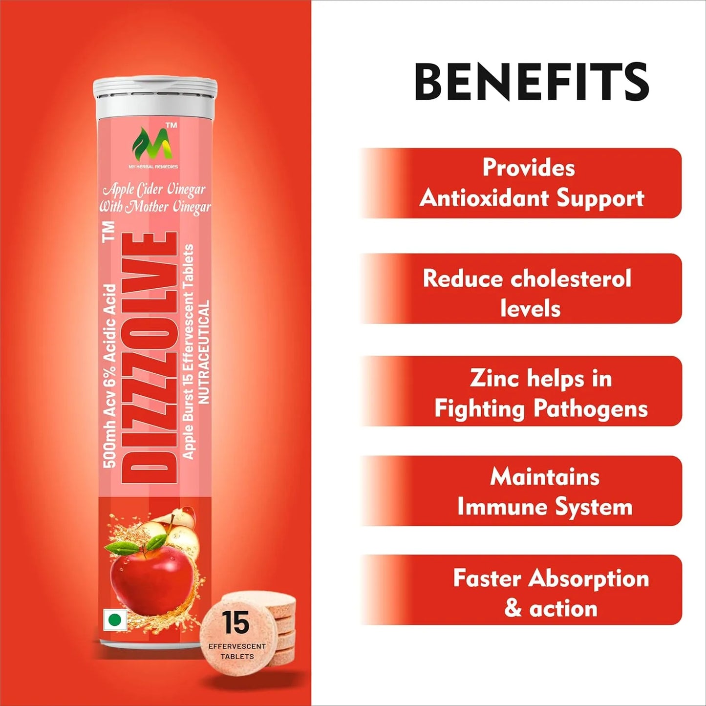 Apple Cider Vinegar 15 Effervescent Tablet