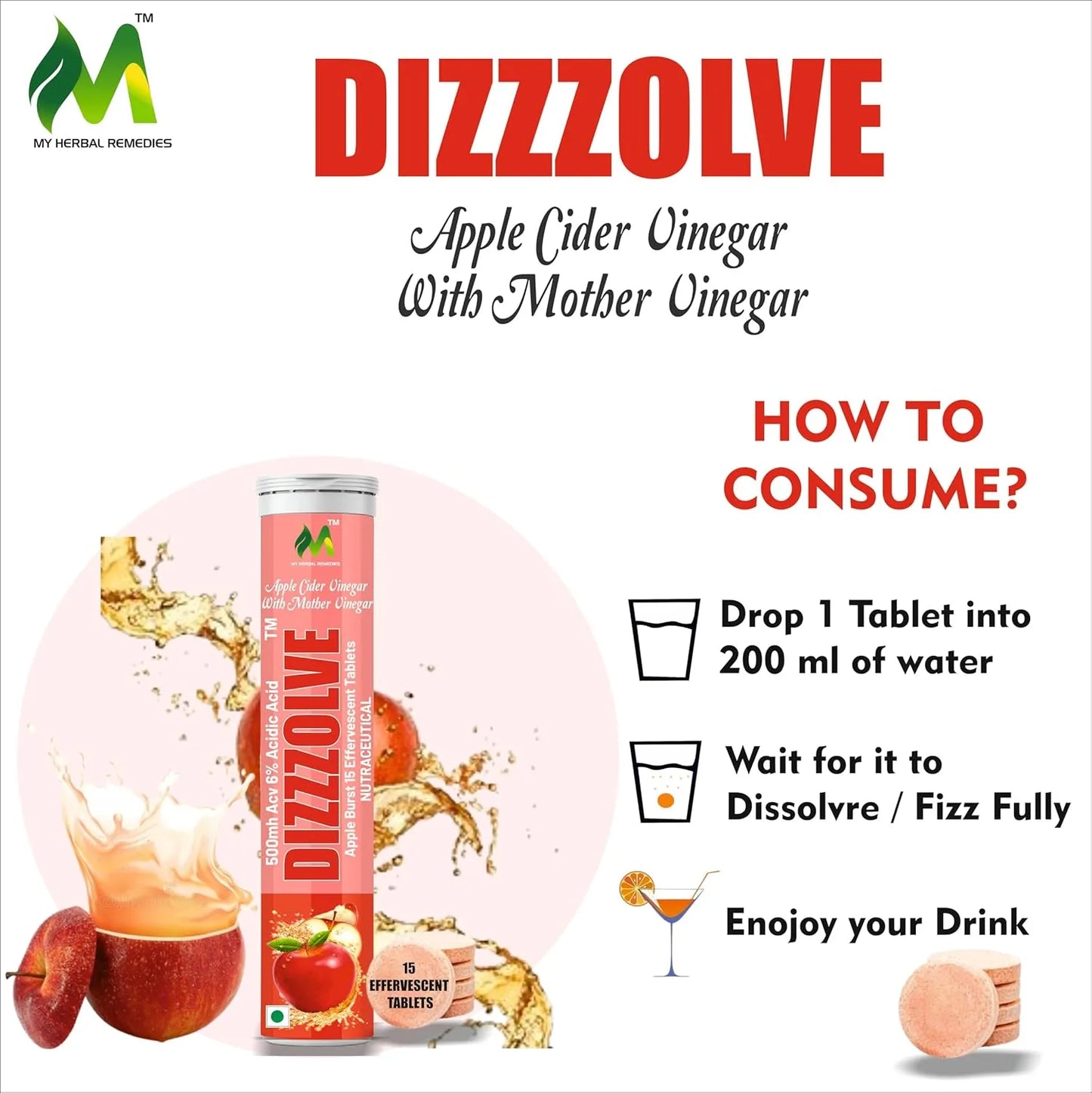 Apple Cider Vinegar 15 Effervescent Tablet