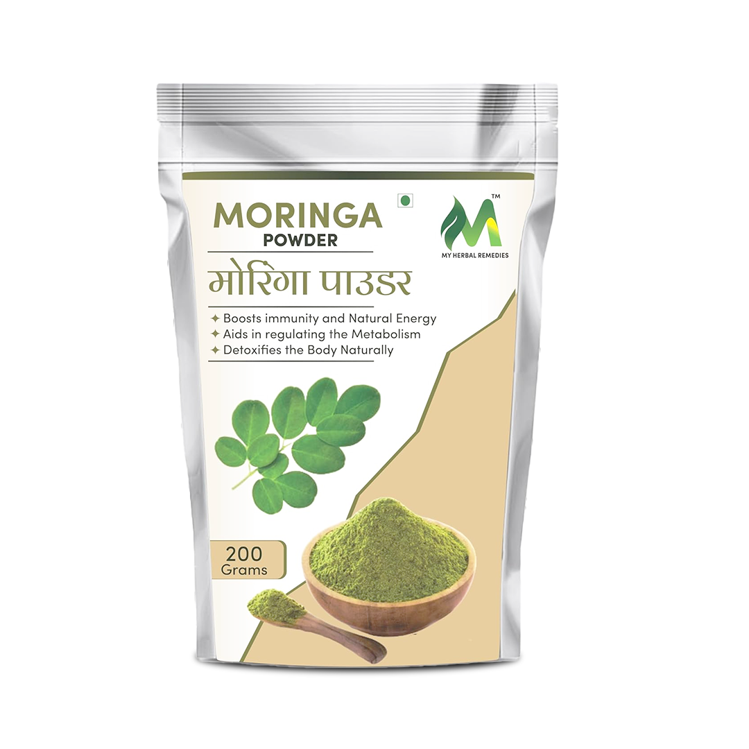 My Herbal Remedies Moringa Powder | Pure & Finely Ground | Versatile for Daily Use | Naturally Sourced Ingredient | Ideal for Smoothies, Teas, and Recipes - 200Gm (Pack of 2)