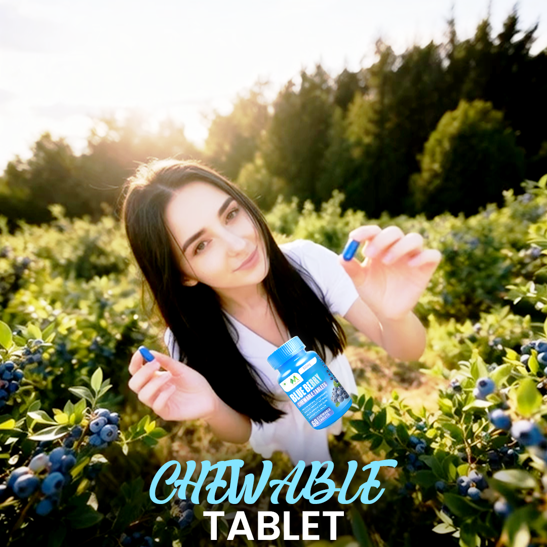 My Herbal Remedies Blueberry Chewable Tablets | 500mg Antioxidant Supplement | Boosts Immunity, Eye Health & Skin Glow | 60 Tablets