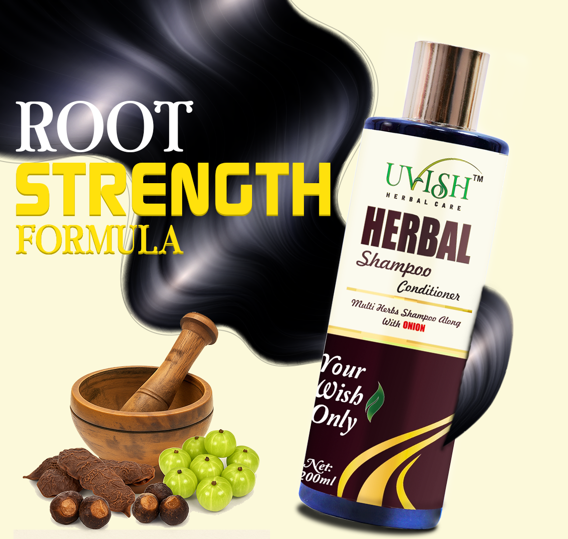 UVISH Herbal Care Onion Herbal Shampoo & Conditioner with Amla, Reetha & Shikakai | Hair Fall Control, Damage Repair & Nourishment | For All Hair Types | 200 ml