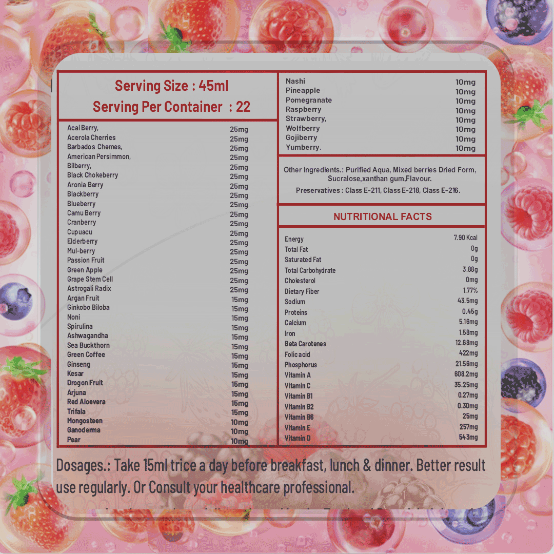 Mix Berries Immunity Boost Juice Acai Blackberry Blueberry 500ml Immunity Detox Antioxidant Power