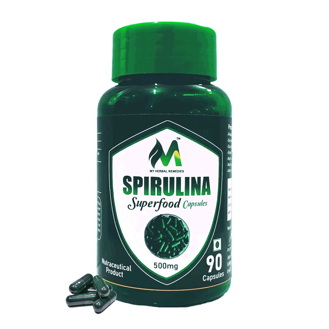 Spirulina Superfood 500mg 90 Capsules Natural Herbal Dietary Supplement for Energy Immunity Detox