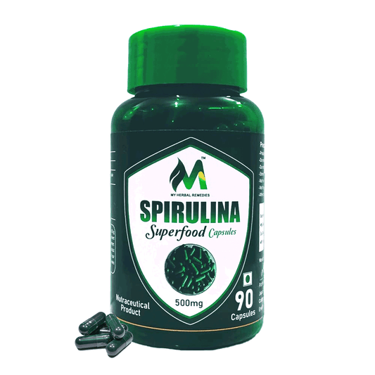 Spirulina Superfood 500mg 90 Capsules Natural Herbal Dietary Supplement for Energy Immunity Detox