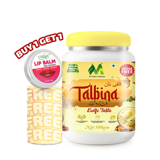 Talbina with Rich Dry Fruits – Kulfi Taste & Nutritious Barley Mix Breakfast 550 g with Free Lip Balm