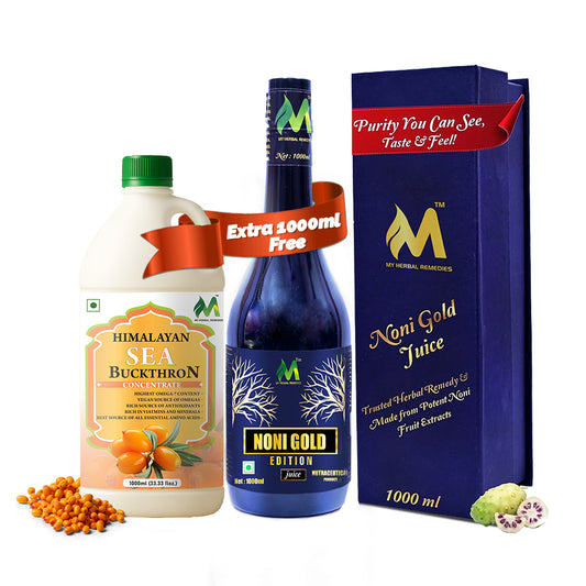 Noni gold & Sea Buckthorn Juice Healthy Combo 1000ml + 1000ml Free Total 2000ml (2000 ml)