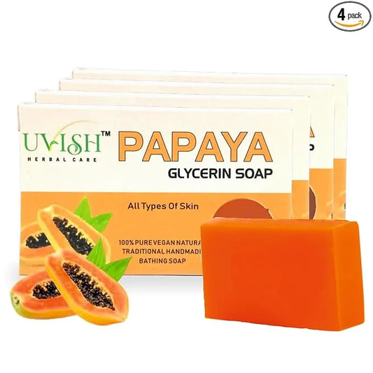 HANDMADE GLYCRIN PAPAYA SOAP 100GM (PACK OF 4) Natural skincare