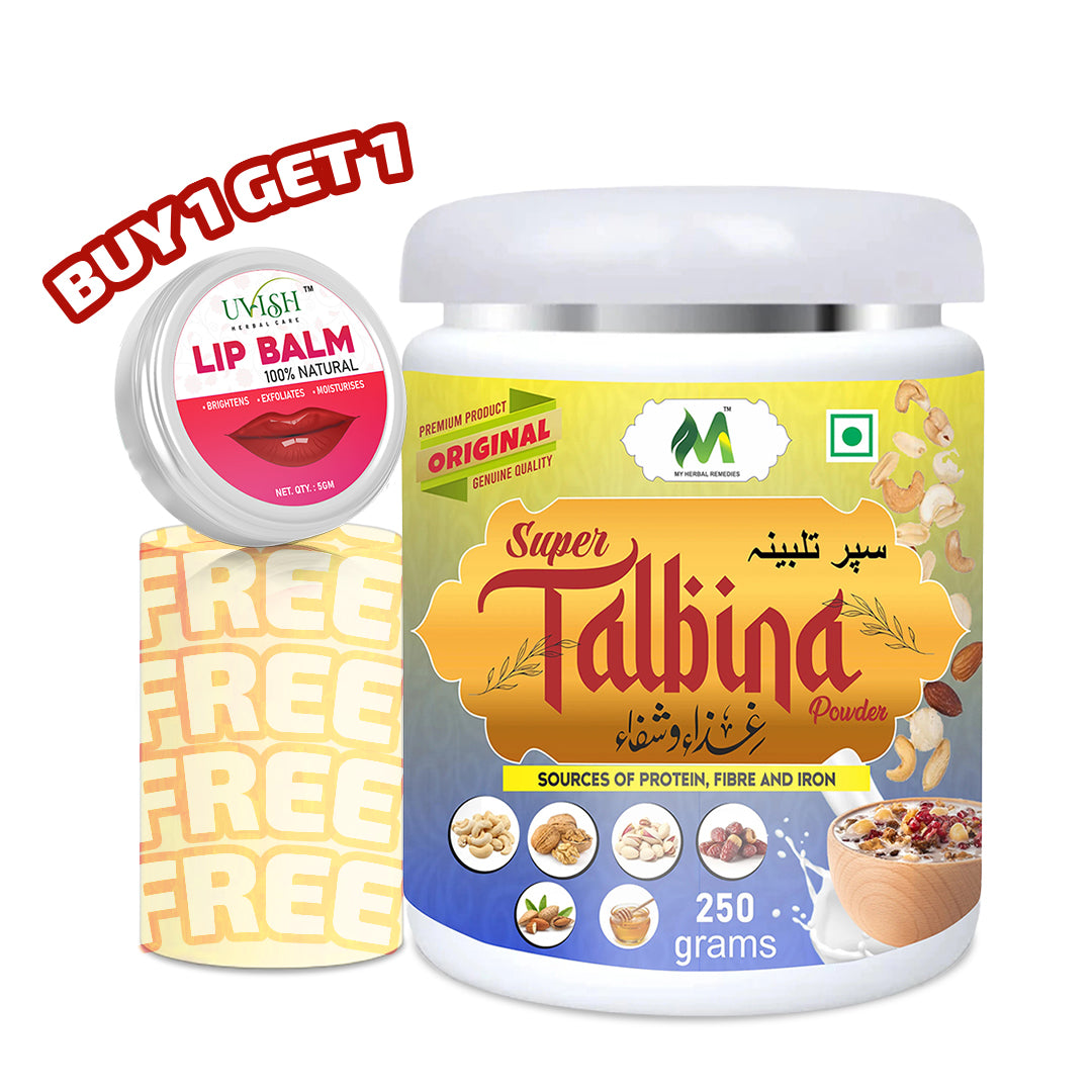 My Herbal Remedies Talbeena with Dry Fruits (Elaichi Flavour) 250 g with Free Lip Balm